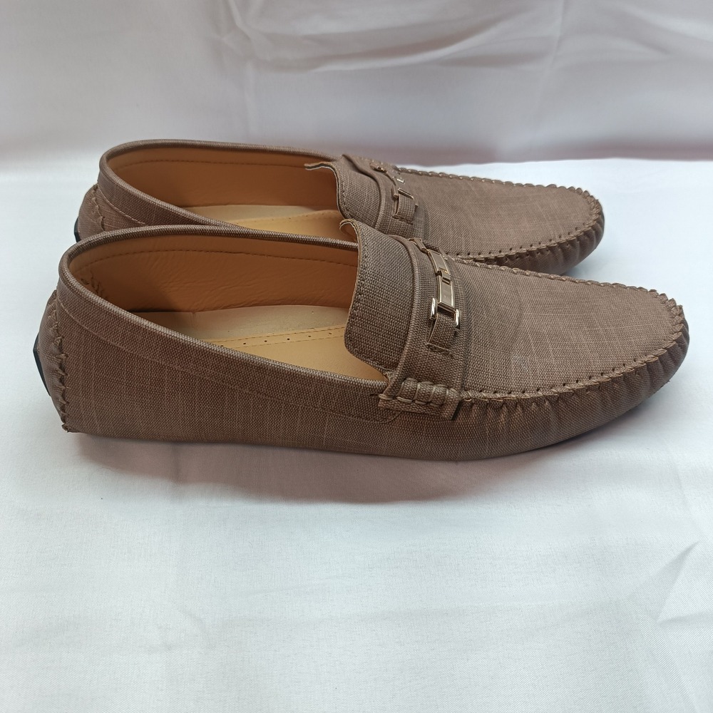 Tahari Jester Mens 10.5‎ Bit Loafers Tan Brown Fabric Driving Moccasins Casual - Picture 4 of 7